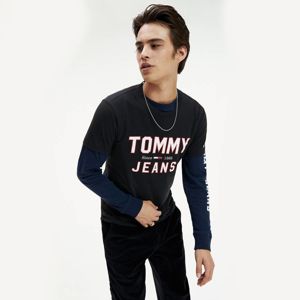 Tommy Hilfiger pánské černé tričko Essential - S (BBU)